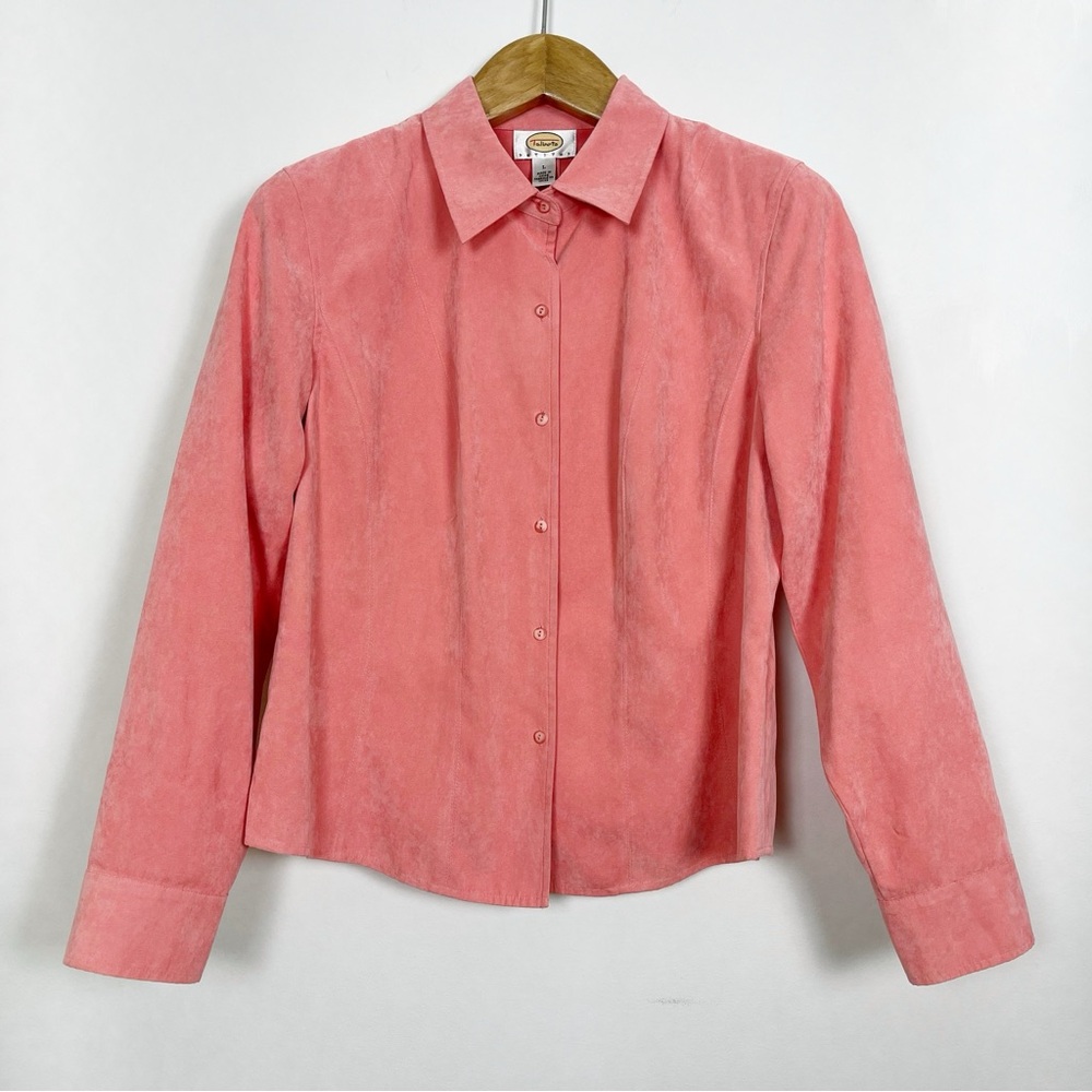 Vintage Talbots Coral Pink Button Down Shirt Long Sleeve Size‎ Large Petites